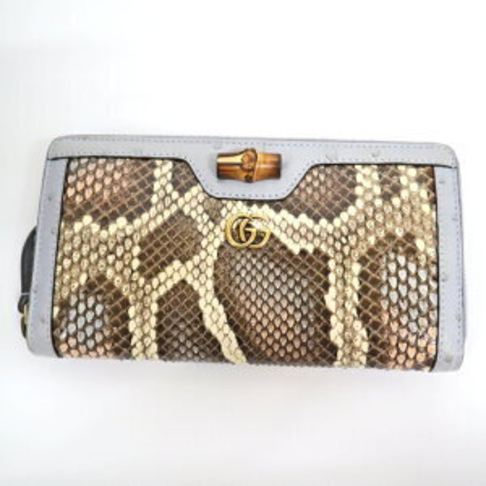 Gucci Continental Wallet Python Ostrich Leather B… - image 1